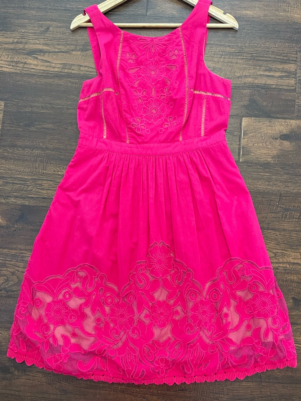 Anthropologie Moulinette Soeurs Rhododendron Dress Pink Embroidered Lace Size 8 - Picture 3 of 14